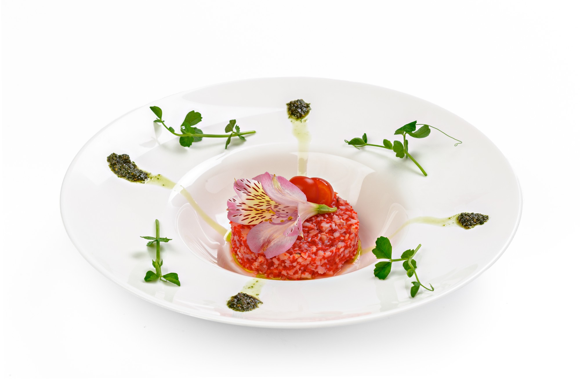 Elegant plated dish from course