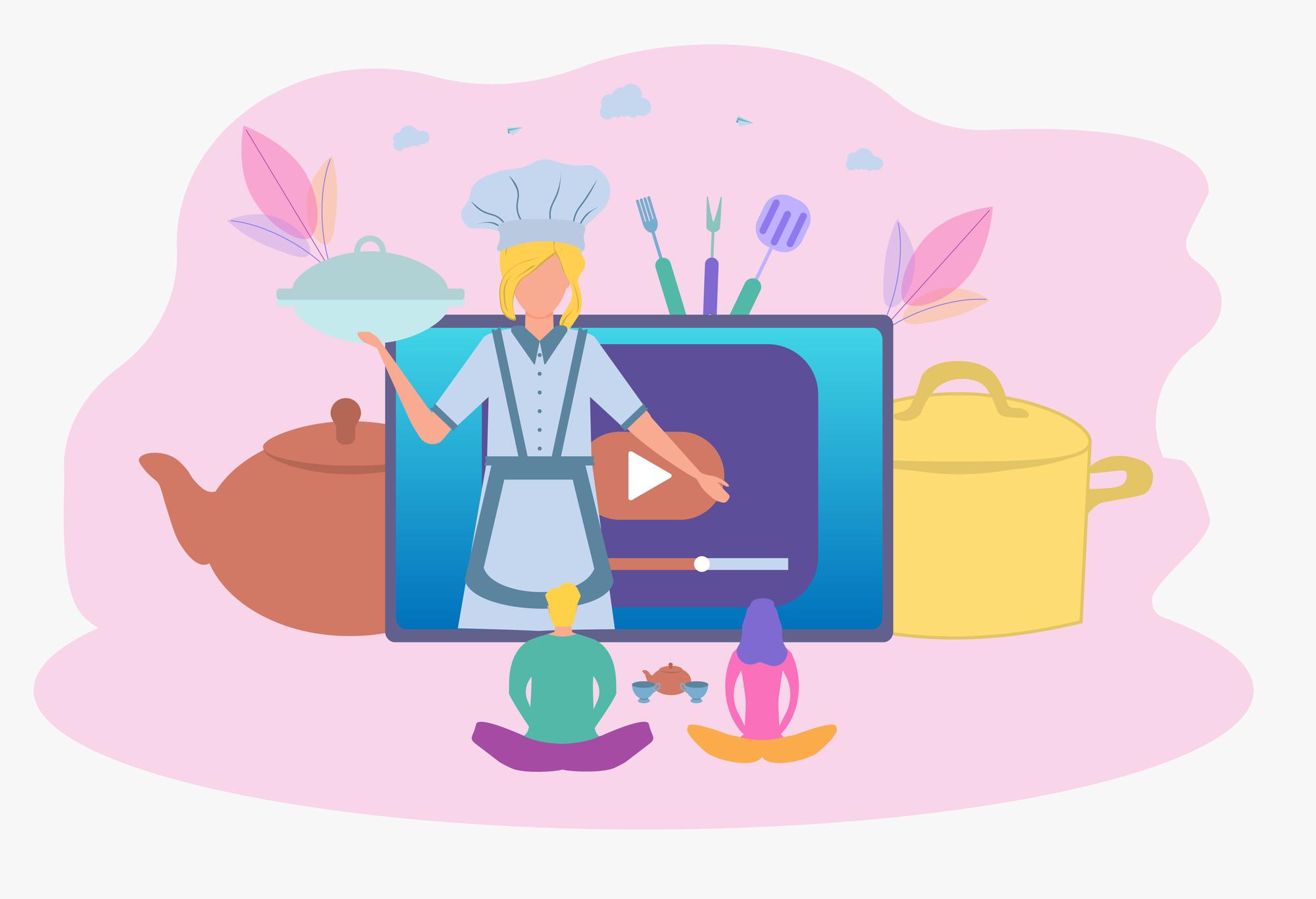 Cooking course concept illustration